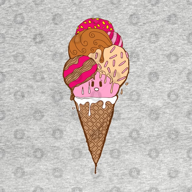 Strawberry Toffee Cute Ice Cream Cone by kenallouis